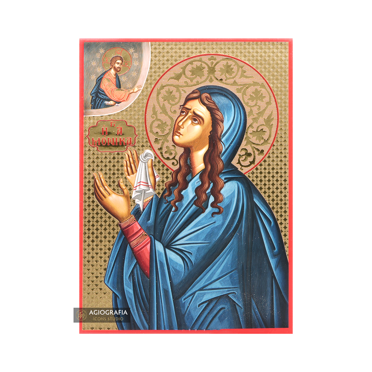 Saint Monica Icon with Gilding Effect Gold Foil Background