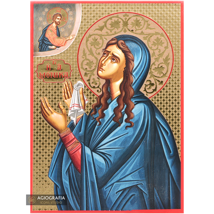 Saint Monica Icon with Gilding Effect Gold Foil Background