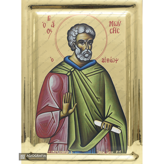 St Moses the Black Byzantine Orthodox Wood Icon with Gilding Effect