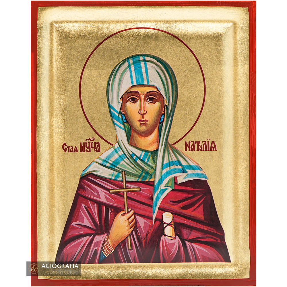 St Natalia Christian Greek Orthodox Icon on Wood with Gold Leaf