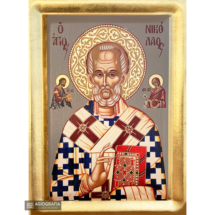 Heiliger Nikolaus byzantinisch-orthodoxe Holzikone mit Blattgold