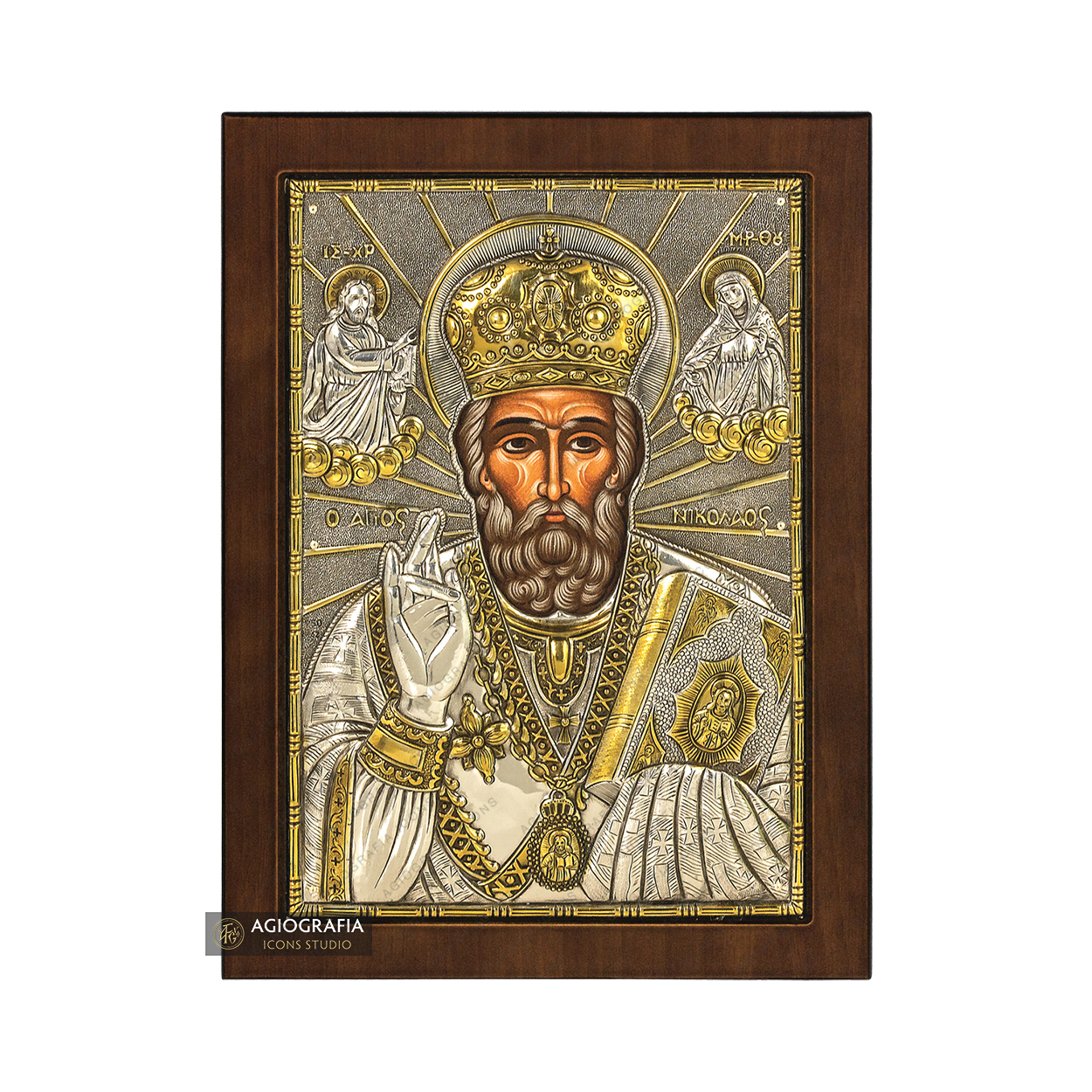Saint Nicholas Christian Orthodox Silver Plated Icon