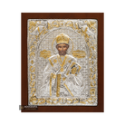 Saint Nicholas of Myra Orthodox Silver Plated Icon on Wood