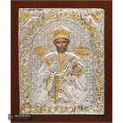 Saint Nicholas of Myra Orthodox Silver Plated Icon on Wood