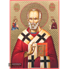 Saint Nicholas Icon with Gilding Effect Gold Foil Background