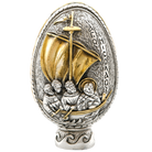 Saint Nicholas - Miracle at the sea Pure Silver and 24k Plated Egg