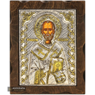 Saint Nicholas Pure Silver and 24k Gold Plated Orthodox Icon