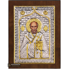 Saint Nicholas Christian Orthodox Silver Plated Icon