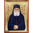 St Paisios the Athonite Greek Orthodox Wood Icon with Gold Leaf