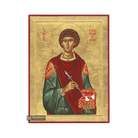Saint Panteleimon Handwritten Orthodox Icon with Matte Gold Leaves
