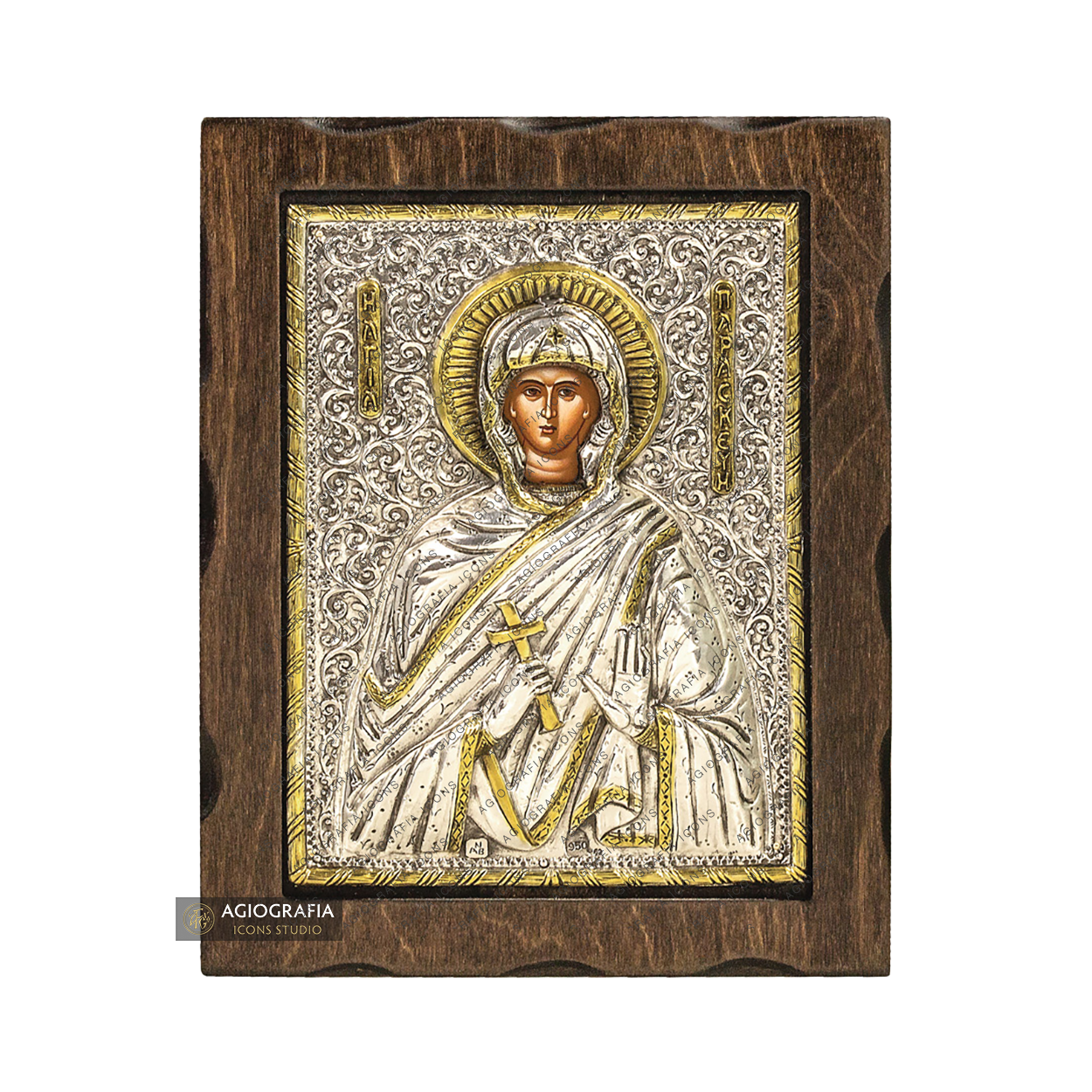Saint Parasceva Pure Silver and 24k Gold Plated Christian Icon
