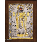 Saint Paraskevi Christian Orthodox Silver Plated Icon on Wood