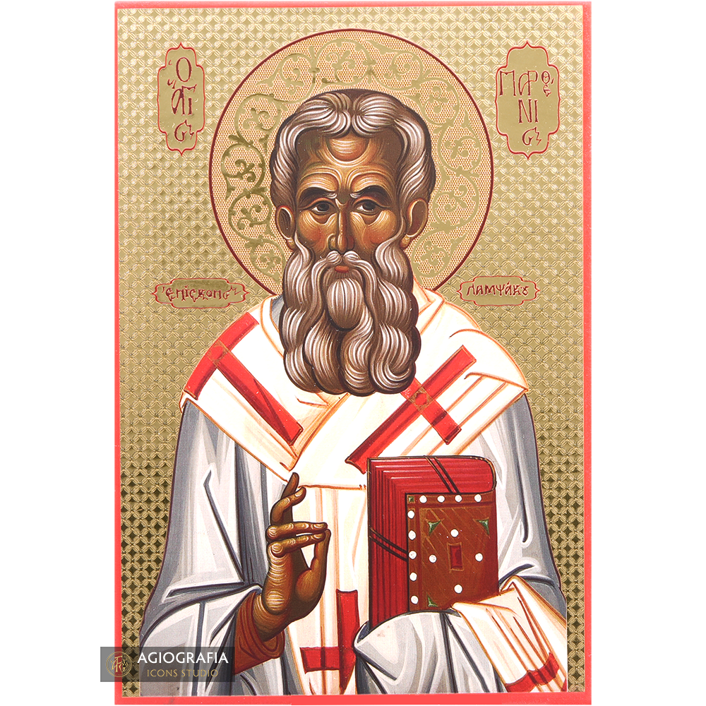 Saint Parthenios Icon with Gilding Effect Gold Foil Background