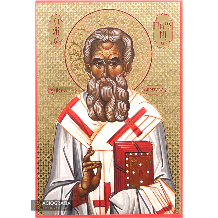 Saint Parthenios Icon with Gilding Effect Gold Foil Background