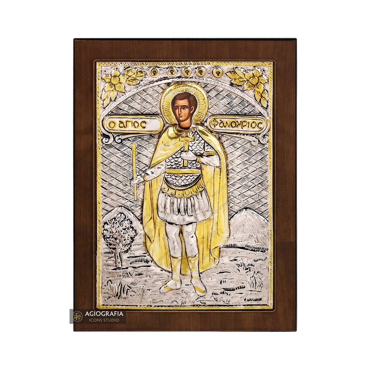 Saint Phanourios Christian Orthodox Silver Plated Icon