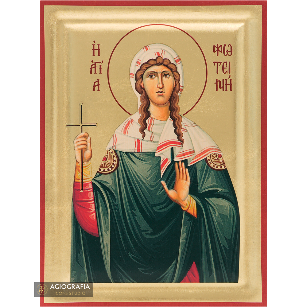 Saint Photini the Samaritan Woman Christian Icon with Gold Leaves