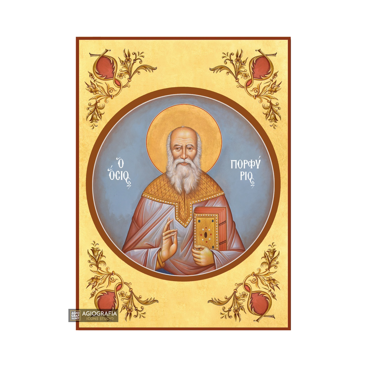 22k Saint Kosmas the Poet Premium Gold Leaf Orthodox Icon