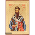 Saint Sava of Serbia Handwritten Icon with Gold Leaves