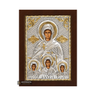Saint Sophia & her daughters Orthodox Silver Plated Icon on Wood