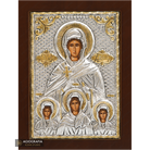 Saint Sophia & her daughters Orthodox Silver Plated Icon on Wood