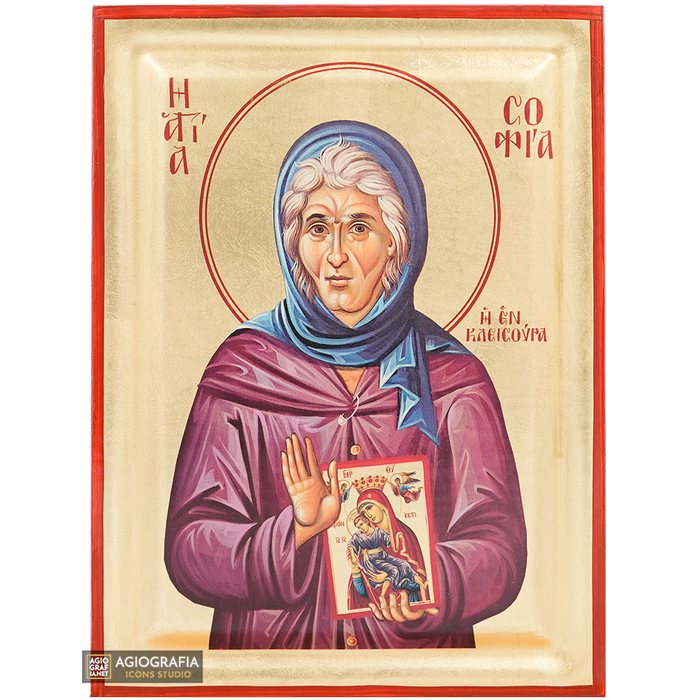 Saint Sophia of Klisoura Christian Orthodox Icon with Gold Leaves