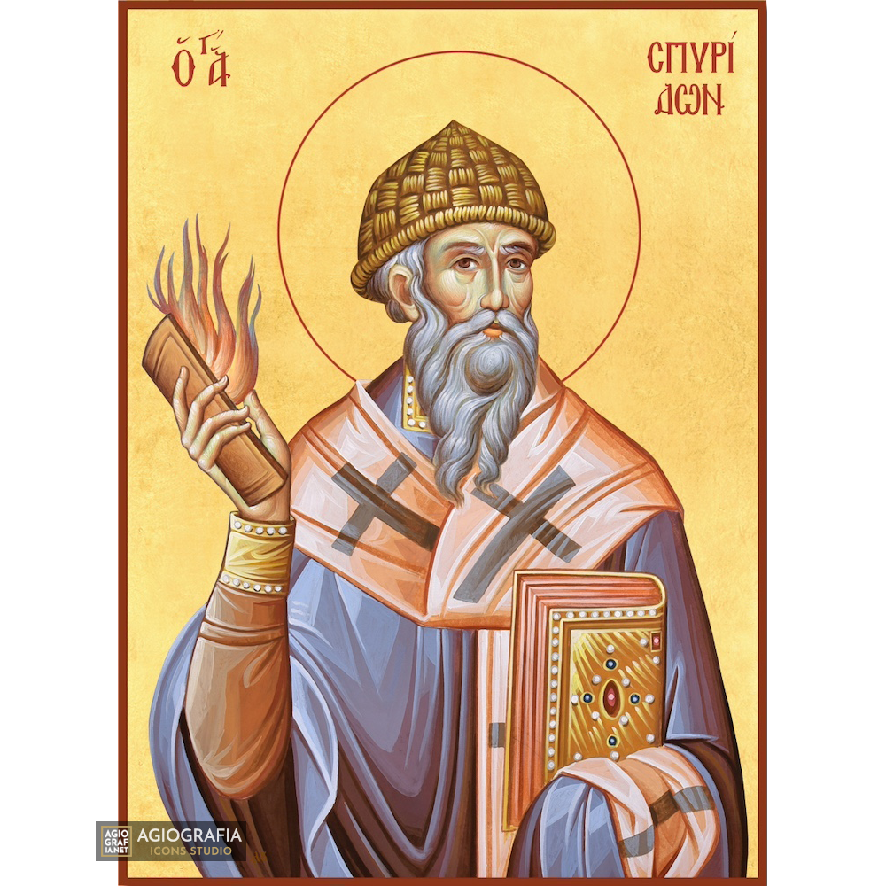 22k Saint Spiridon Premium Gold Leaf Christian Orthodox Icon