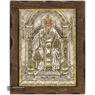 Saint Spyridon Enthroned Pure Silver and 24k Gold Plated Christian Icon