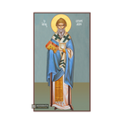 St Spiridon Christian Byzantine Wood Icon with Blue Background