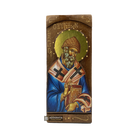 St Spyridon Byzantine Greek Gold Print Icon on Carved Wood