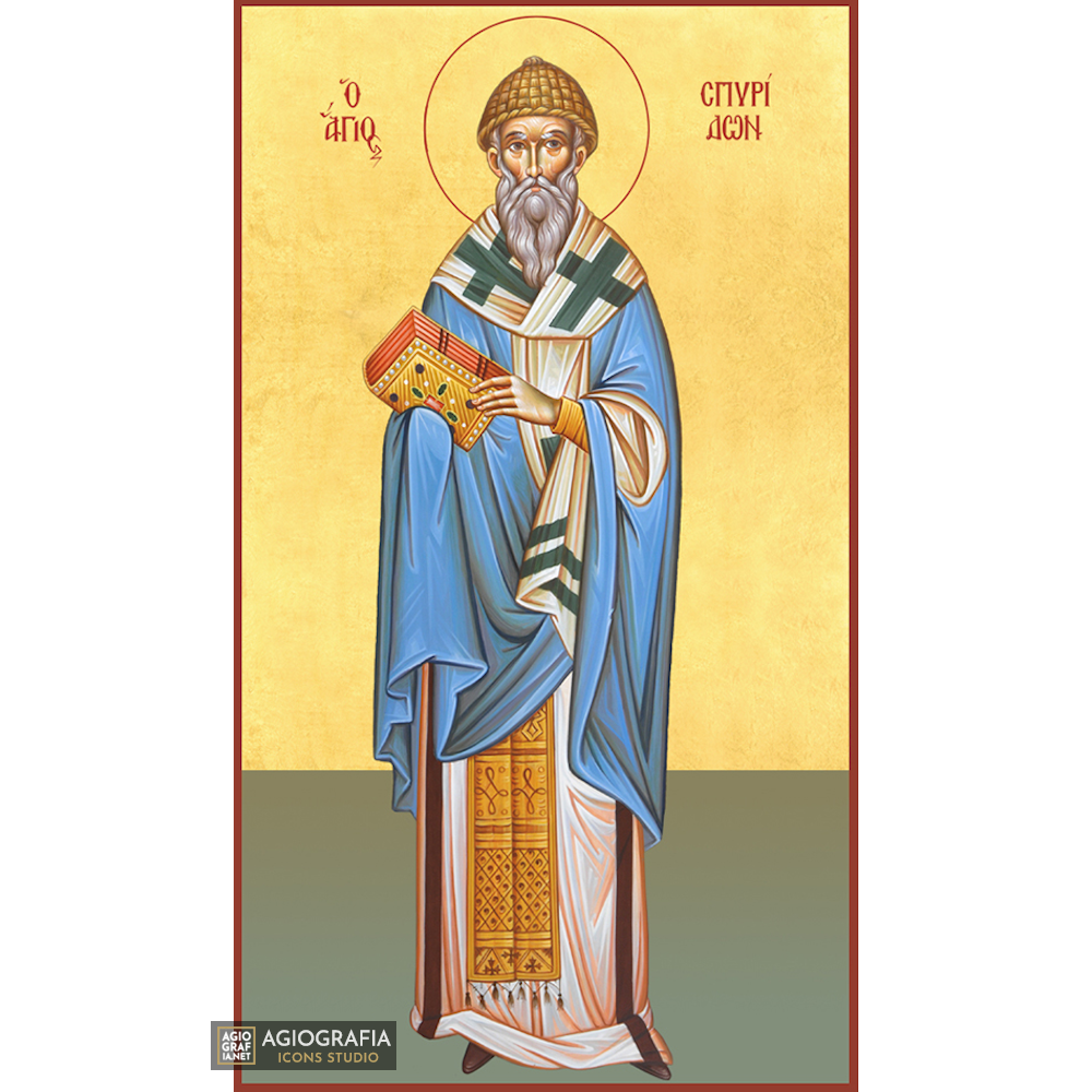 22k St Spiridon - Gold Leaf Background Christian Orthodox Icon