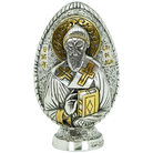 Saint Nicholas - Saint Spyridon Pure Silver and 24k Gold Plated Egg