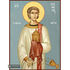 St Stephen Christian Byzantine Icon with Blue Background
