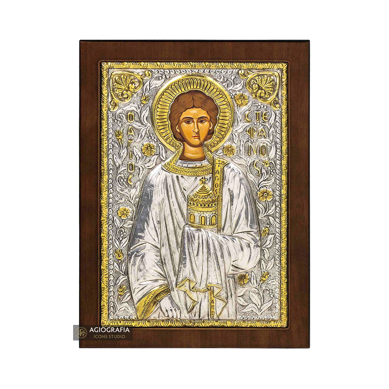Saint Stephen The Archdeacon Christian Orthodox Silver Plated Icon