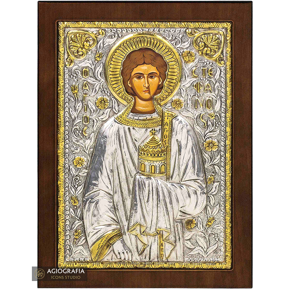 Saint Stephen The Archdeacon Christian Orthodox Silver Plated Icon