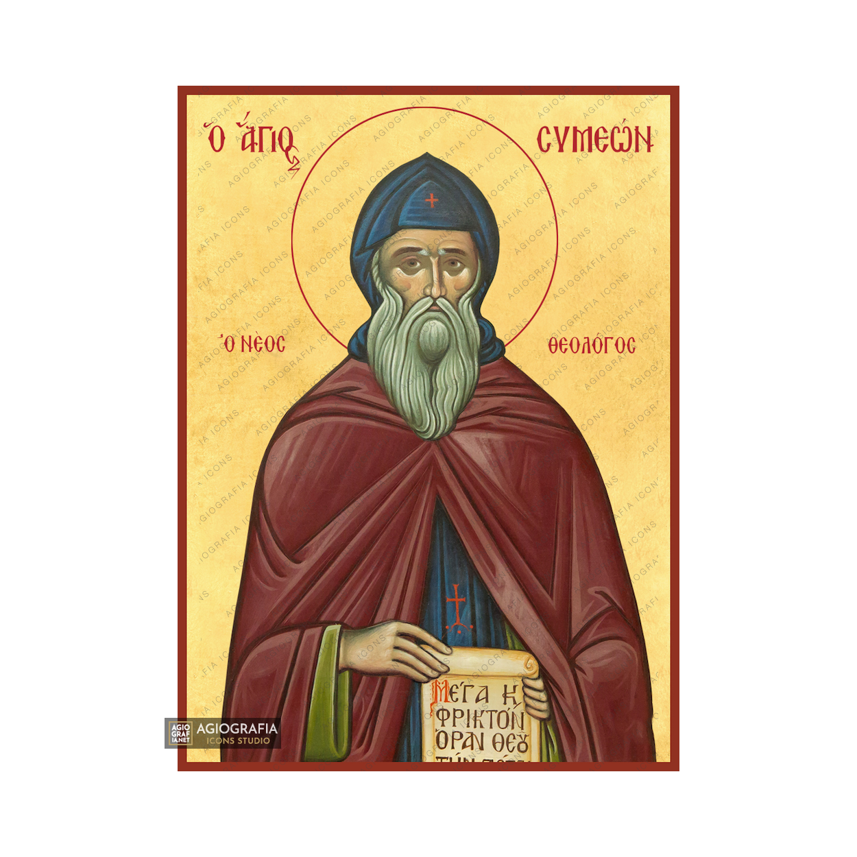 22k St Symeon New Theologian - Exclusive Mt Athos Gold Leaf Icon