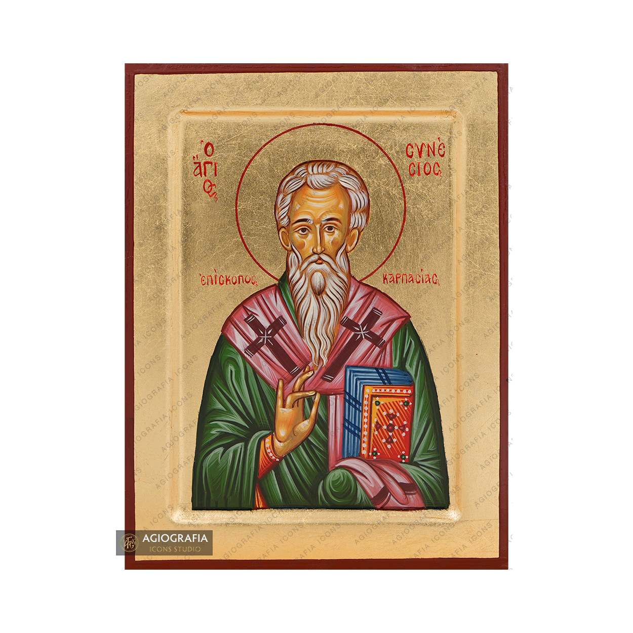 Saint Synesius Handwritten Orthodox Icon with Gold Leaves