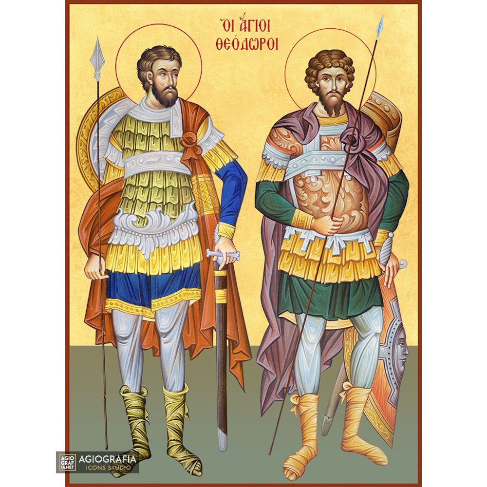 22k Saints Theodores Stratelate & Tyro - Gold Leaf Orthodox Icon