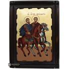 Saints Theodores Stratelate & Tyro Greek Icon on Wood with Gold Leaf