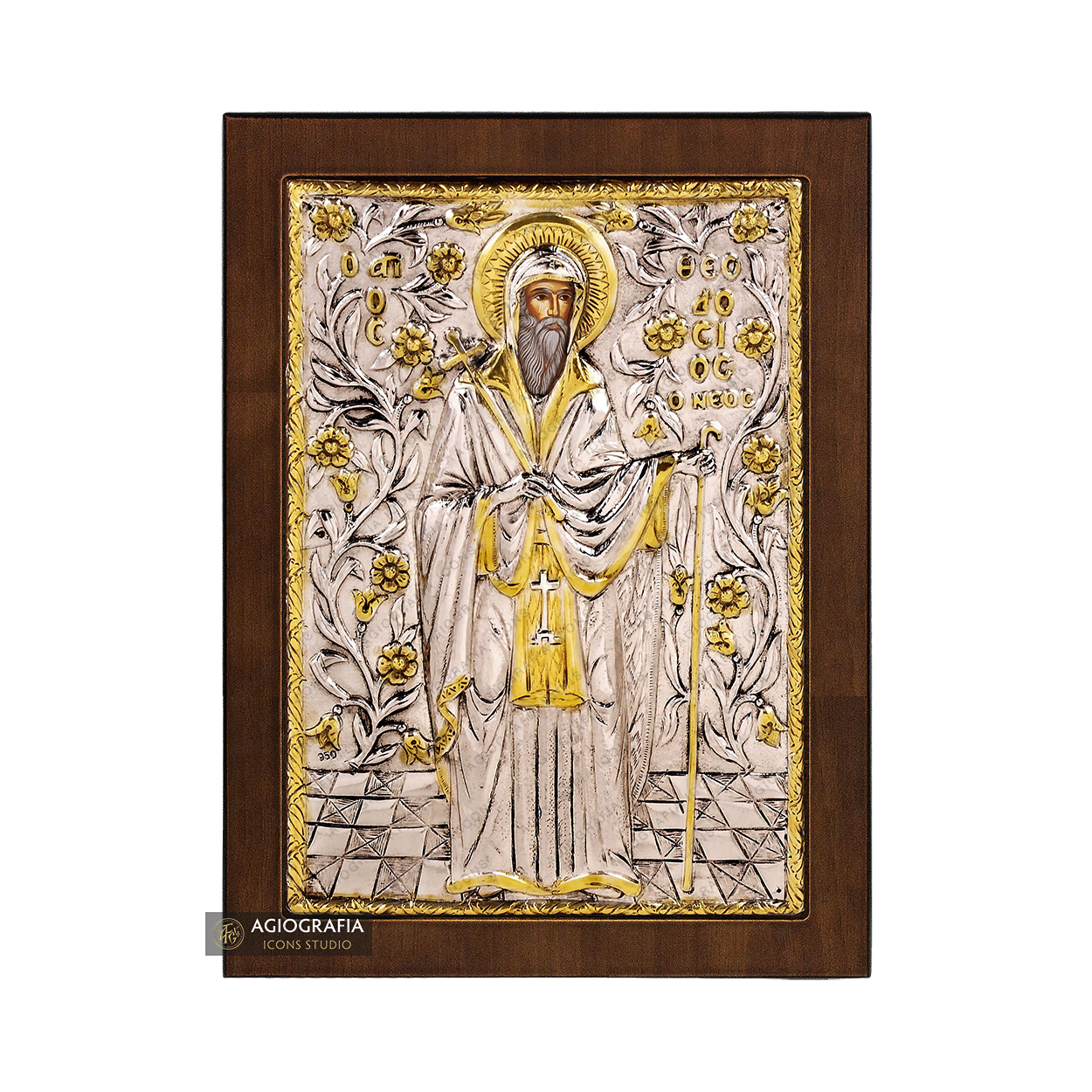 Saint Theodosius the New Christian Orthodox Silver Plated Icon