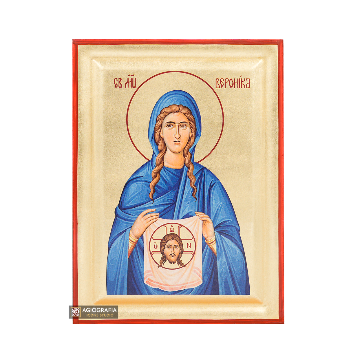 Saint Veronica Christian Orthodox Icon with Gold Leaves