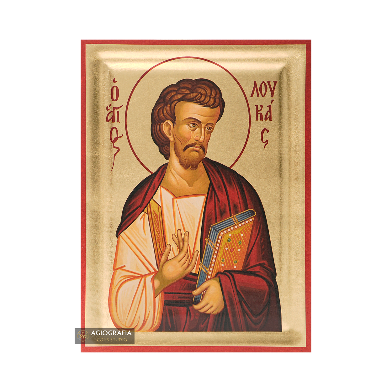 St Apostle Luke Greek Orthodox Wood Icon with Gold Leaf