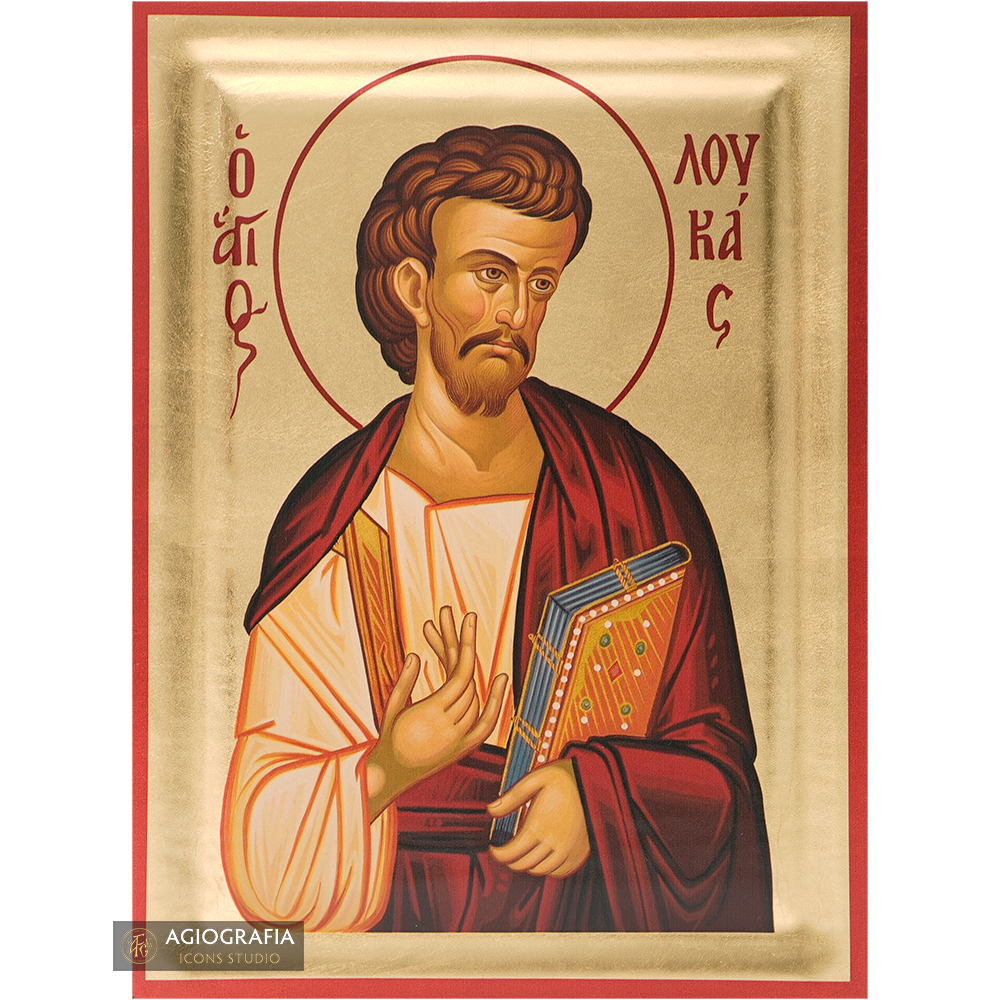 St Apostle Luke Greek Orthodox Wood Icon with Gold Leaf