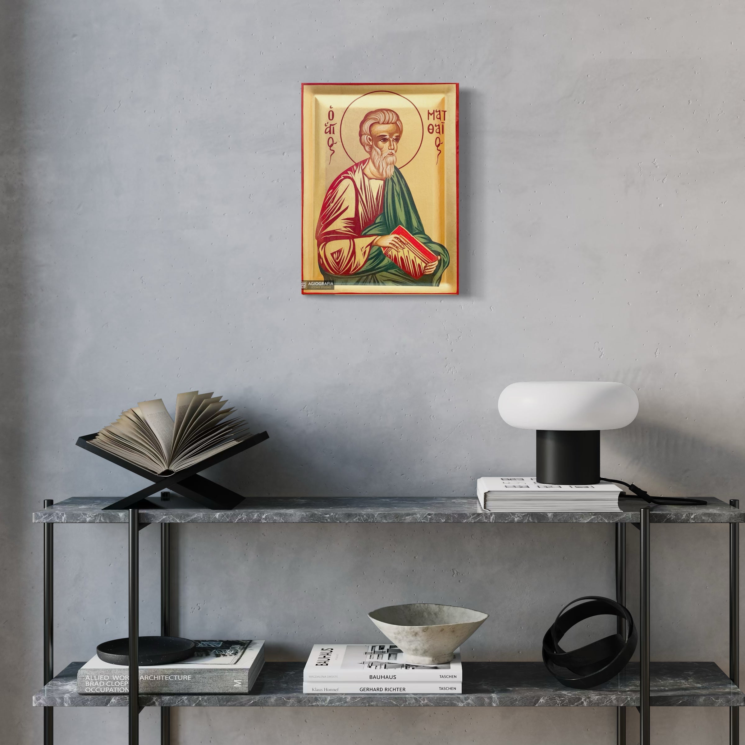 St Apostle Matthew Greek Orthodox Wood Icon with Gold Leaf