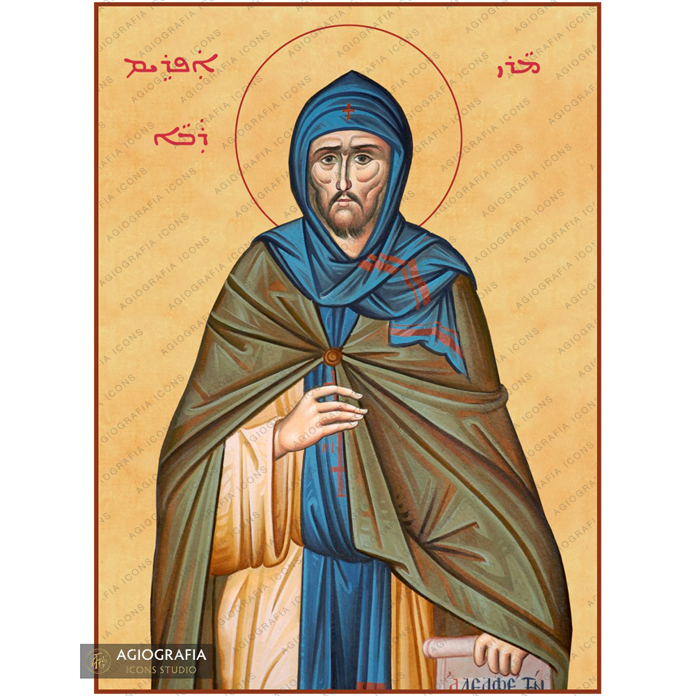 22k St Efrem Syrian Gold Leaf Christian Icon (Assyrian Letters)