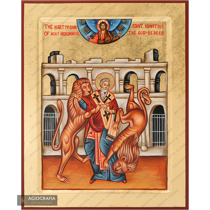 Sant'Ignazio icona dipinta a mano a fondo in foglia d'oro