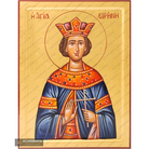 24k Saint Irene Handwritten Orthodox Icon with Gold Leaves