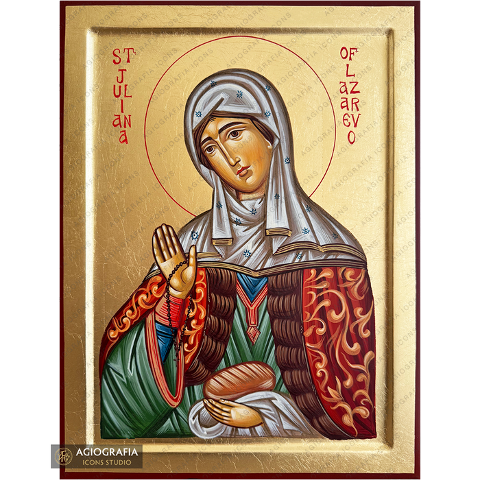 Sainte Julienne de Lazarevo icône orthodoxe peinte à la main à la feuille d'or