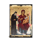 Saint Paisios Deesis to Virgin Mary Icon with Aged Gold Leaves