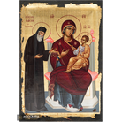 Saint Paisios Deesis to Virgin Mary Icon with Aged Gold Leaves