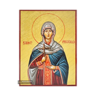 24k Saint Priscilla Handwritten Orthodox Icon with Gold Leaves